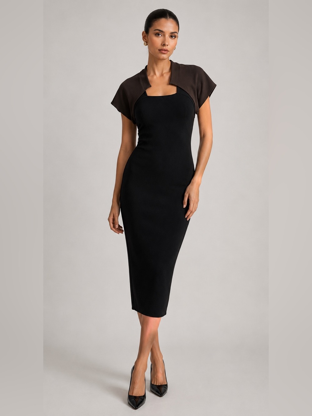 Givenchy Black Wool Blend Sheath Midi Dress